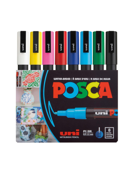 Marqueur peinture POSCA pochette basique de 8 PC-3M